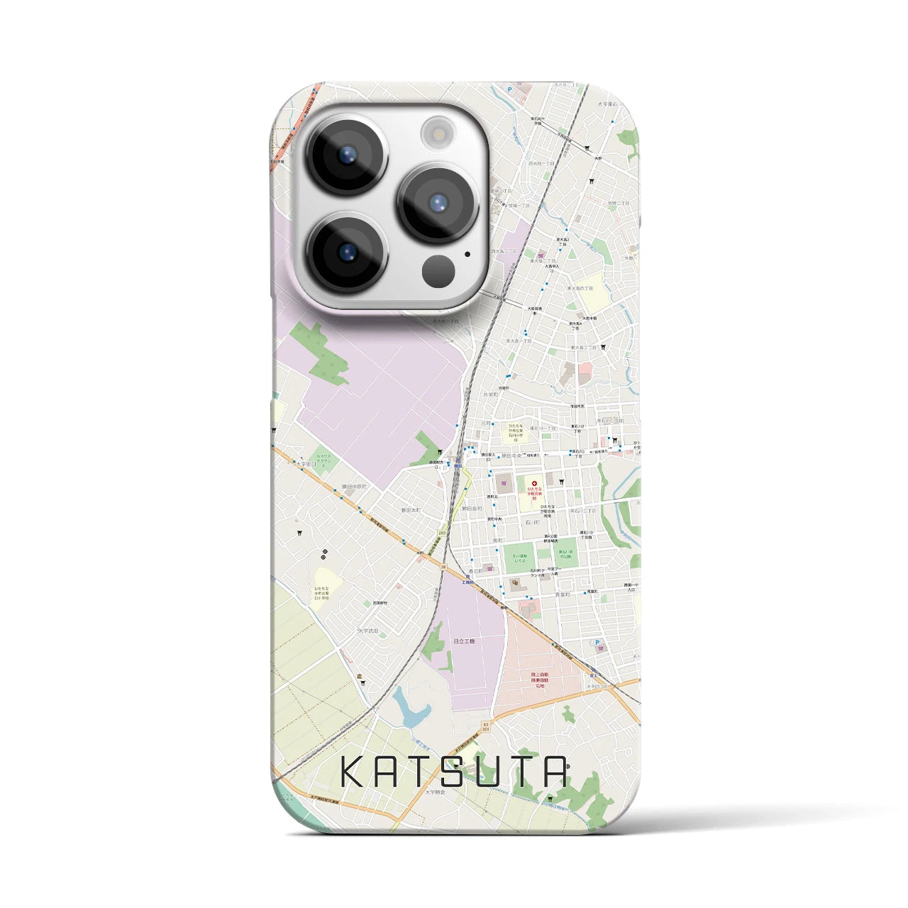【勝田】地図柄iPhoneケース（バックカバータイプ・ナチュラル）iPhone 14 Pro 用