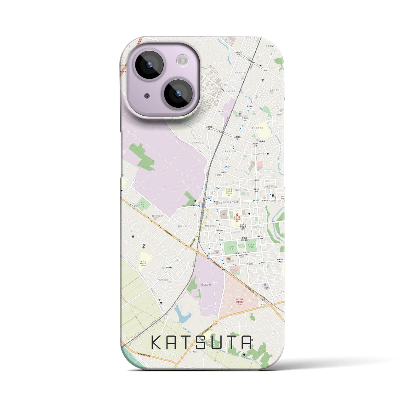 【勝田】地図柄iPhoneケース（バックカバータイプ・ナチュラル）iPhone 14 用