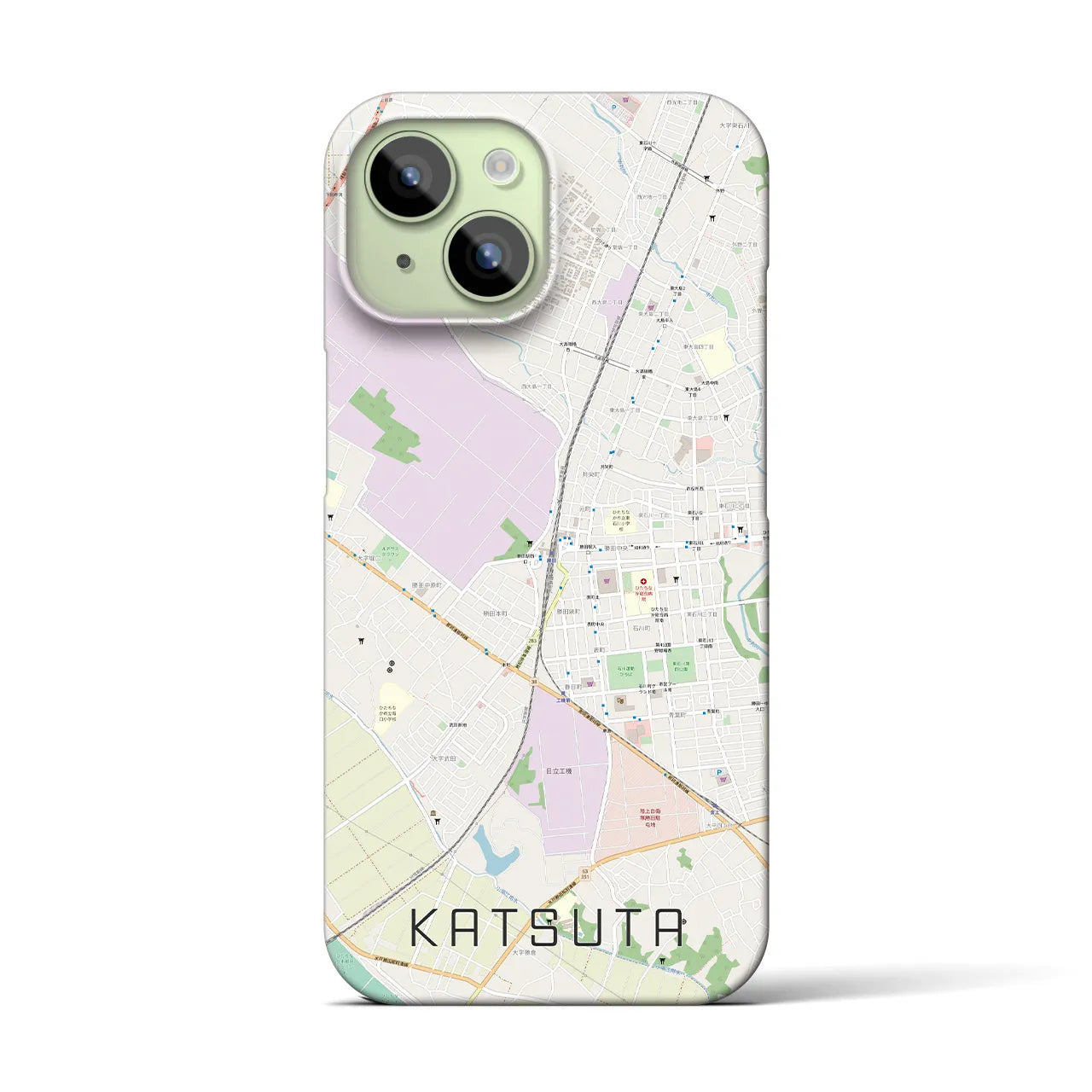 【勝田】地図柄iPhoneケース（バックカバータイプ・ナチュラル）iPhone 15 用