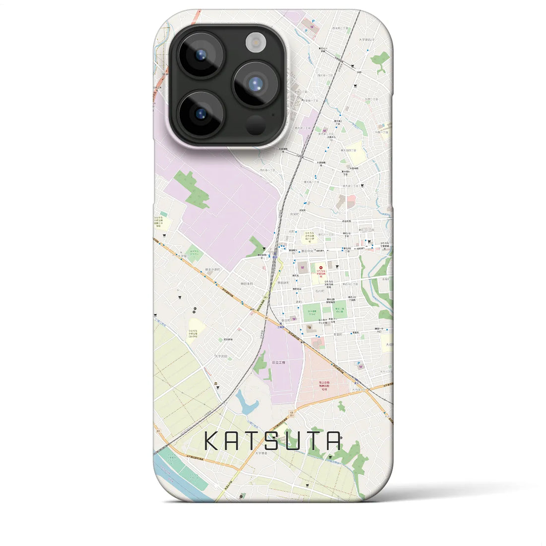 【勝田】地図柄iPhoneケース（バックカバータイプ・ナチュラル）iPhone 15 Pro Max 用