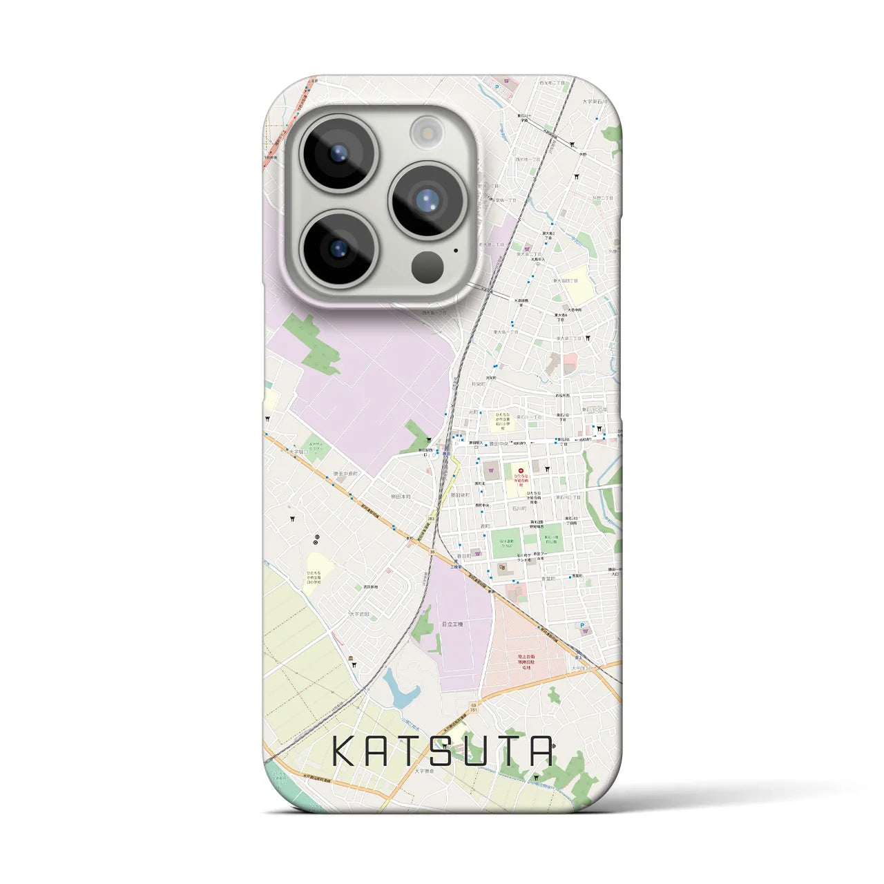 【勝田】地図柄iPhoneケース（バックカバータイプ・ナチュラル）iPhone 15 Pro 用