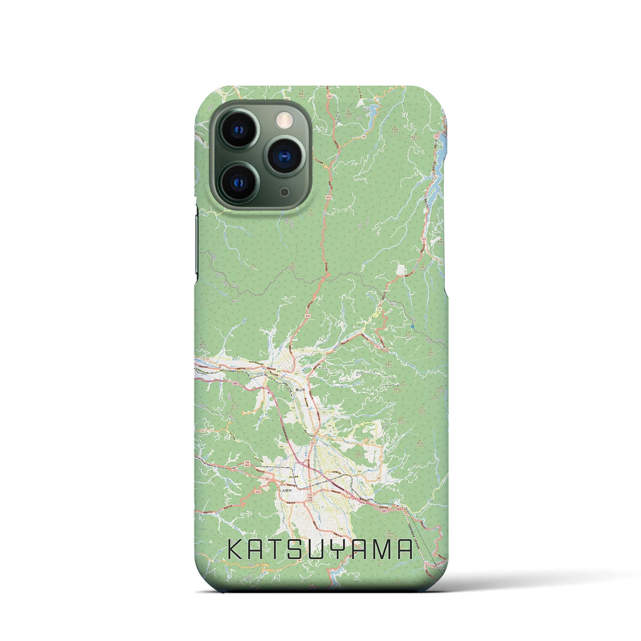 【勝山】地図柄iPhoneケース（バックカバータイプ・ナチュラル）iPhone 11 Pro 用