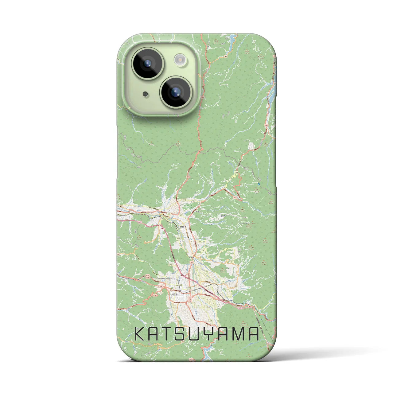 【勝山】地図柄iPhoneケース（バックカバータイプ・ナチュラル）iPhone 15 用