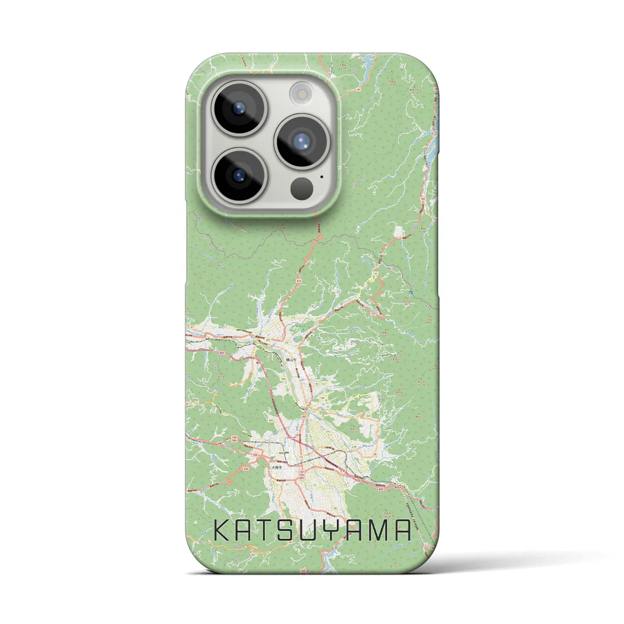 【勝山】地図柄iPhoneケース（バックカバータイプ・ナチュラル）iPhone 15 Pro 用