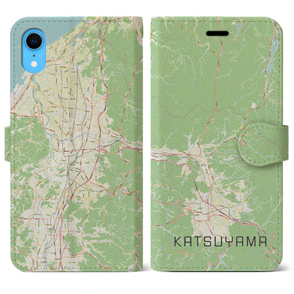 【勝山（福井県）】地図柄iPhoneケース（手帳タイプ）ナチュラル・iPhone XR 用