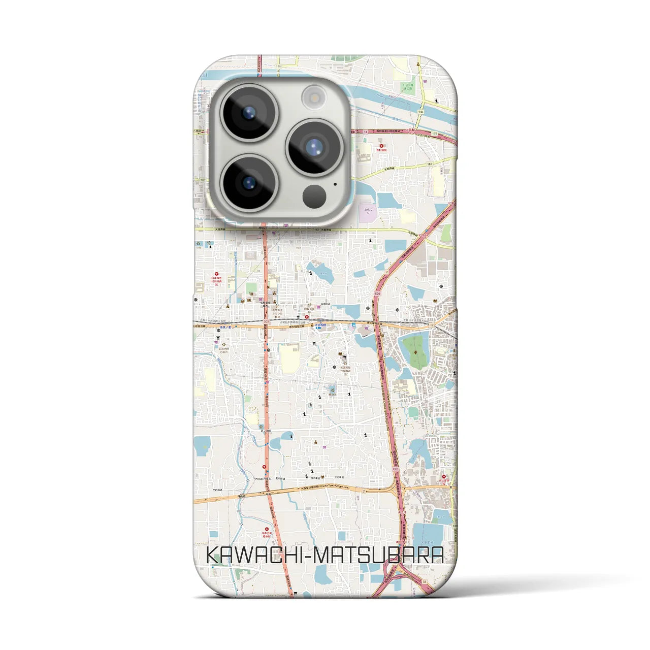 【河内松原】地図柄iPhoneケース（バックカバータイプ・ナチュラル）iPhone 15 Pro 用