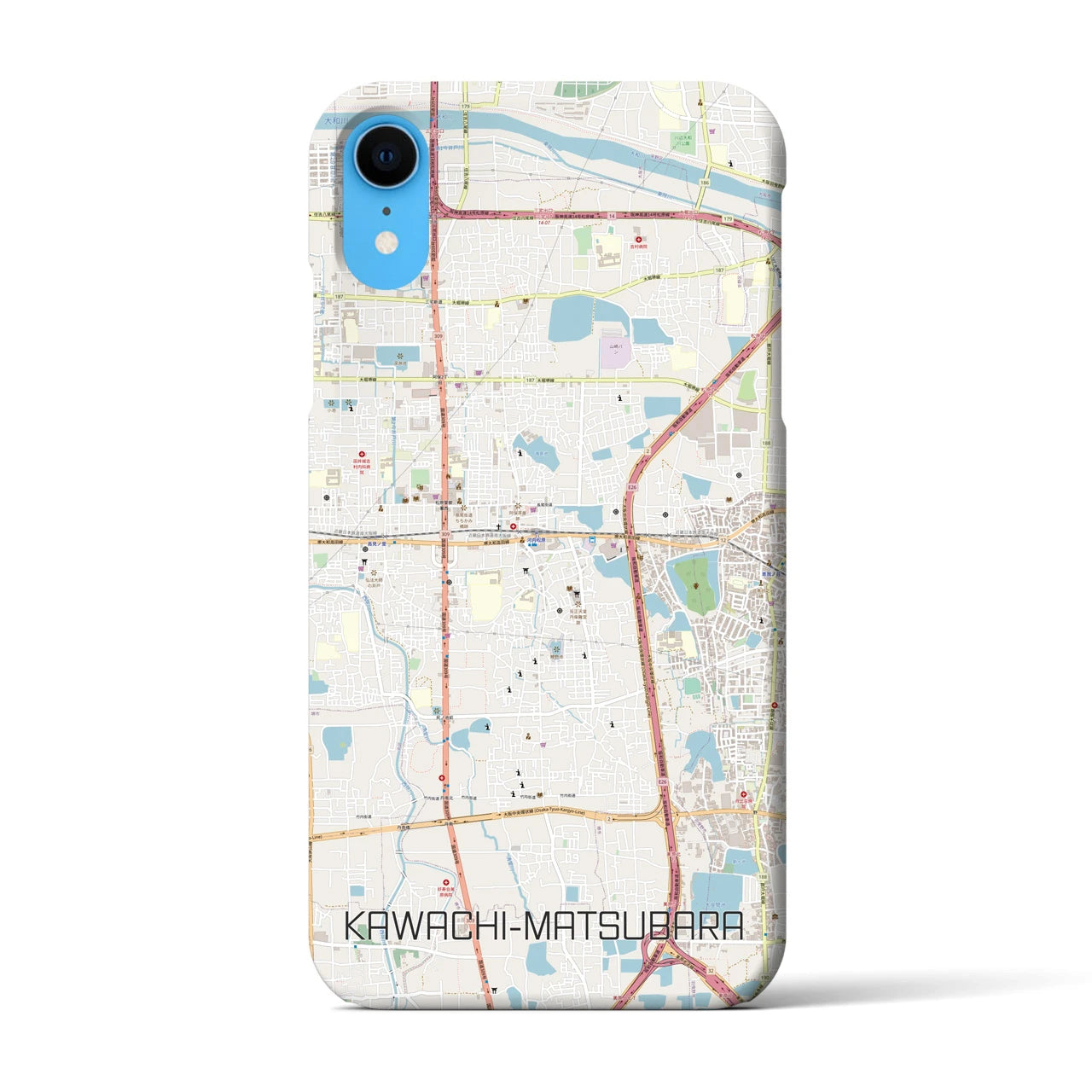 【河内松原】地図柄iPhoneケース（バックカバータイプ・ナチュラル）iPhone XR 用