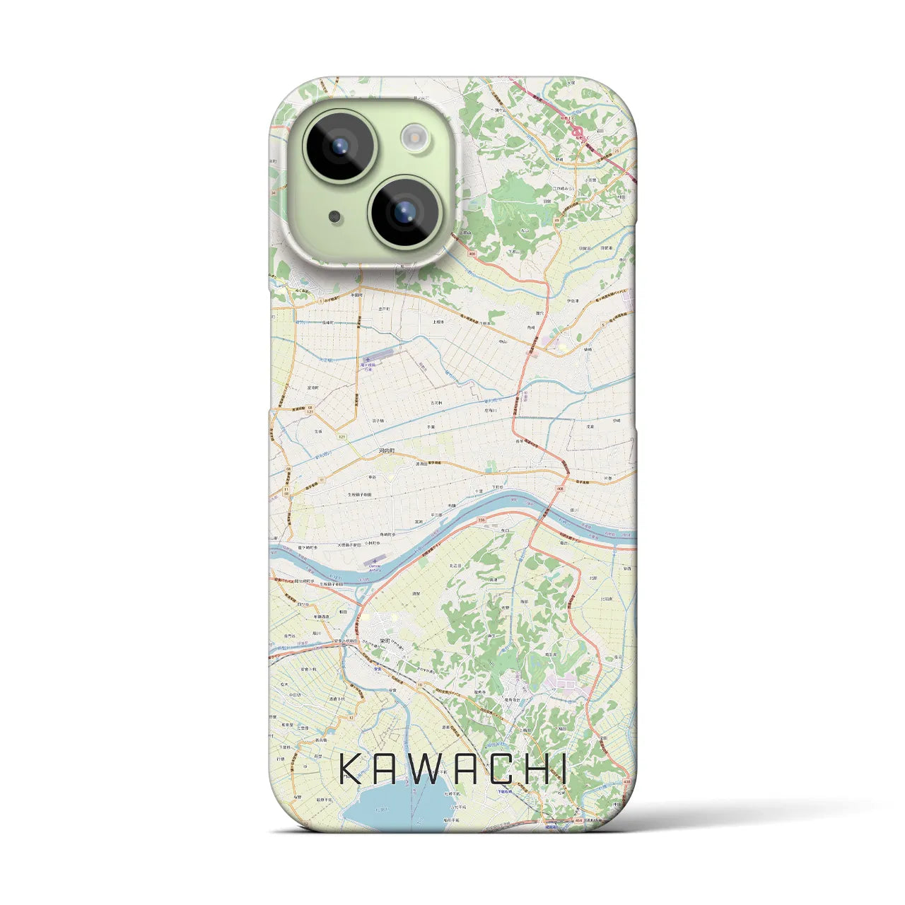 【河内】地図柄iPhoneケース（バックカバータイプ・ナチュラル）iPhone 15 用