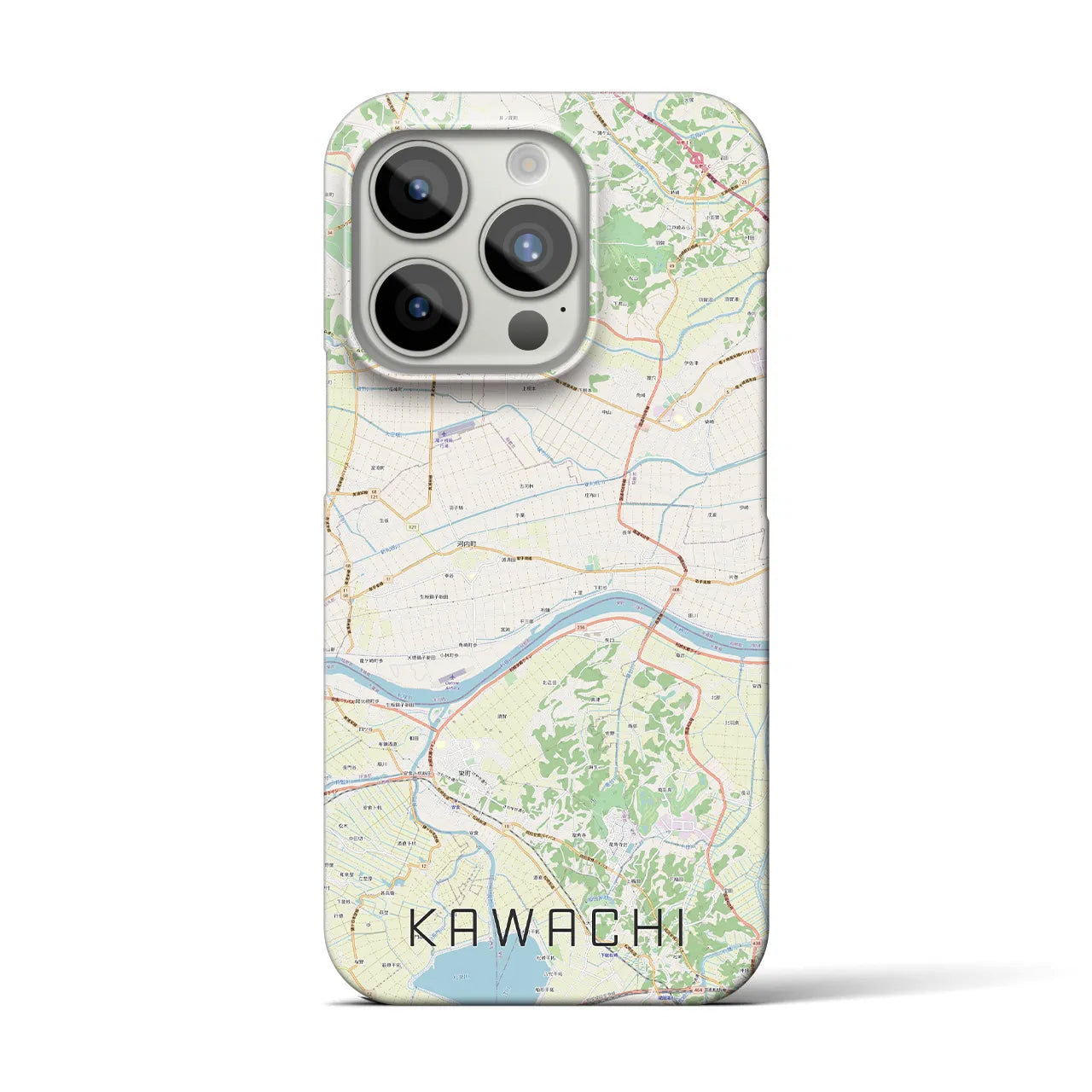 【河内】地図柄iPhoneケース（バックカバータイプ・ナチュラル）iPhone 15 Pro 用