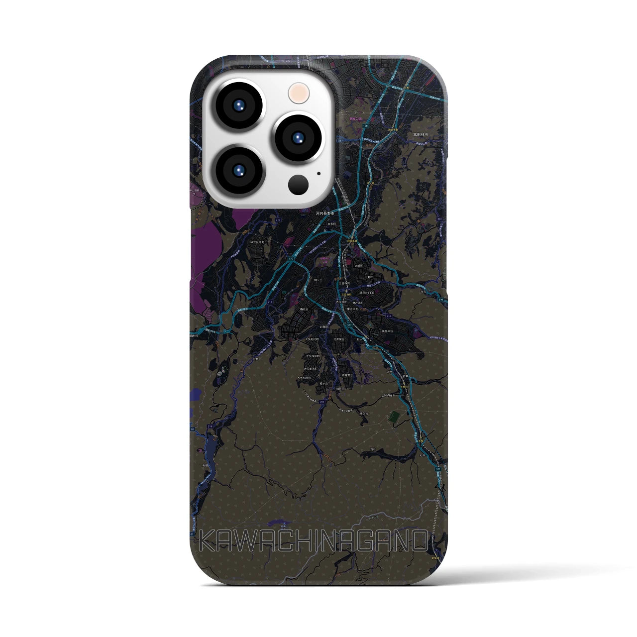 【河内長野】地図柄iPhoneケース（バックカバータイプ・ブラック）iPhone 13 Pro 用