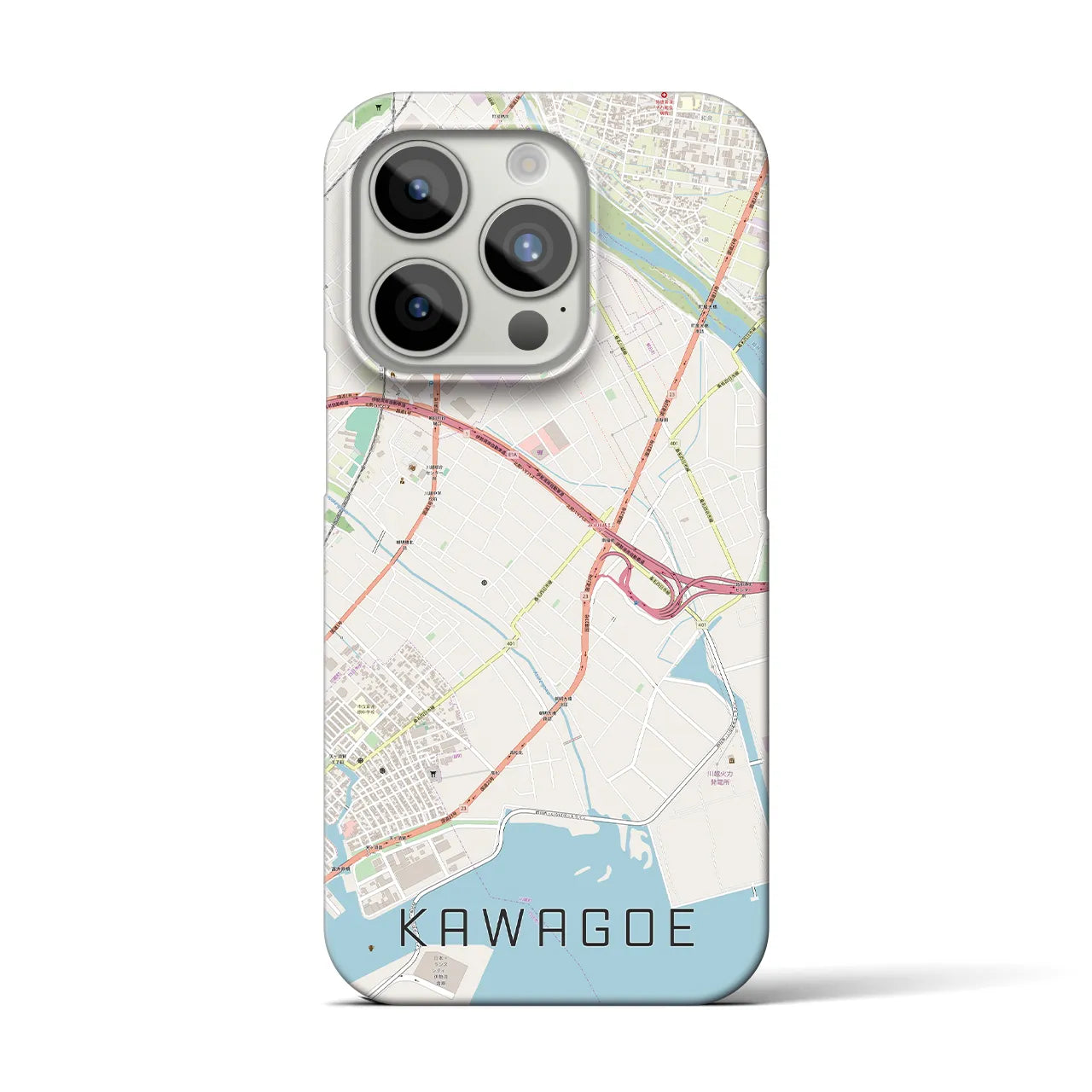 【川越（三重県）】地図柄iPhoneケース（バックカバータイプ・ナチュラル）iPhone 15 Pro 用