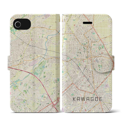【川越（埼玉県）】地図柄iPhoneケース（手帳タイプ）ナチュラル・iPhone SE（第3 / 第2世代） / 8 / 7 / 6s / 6 用