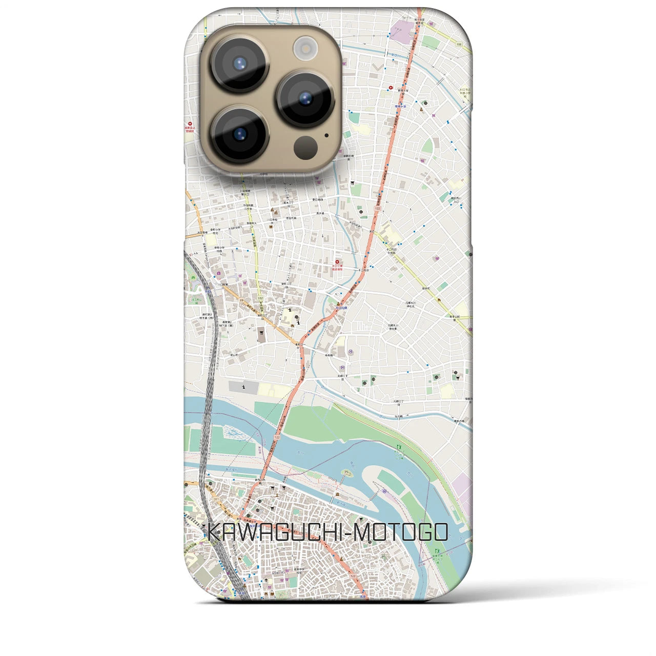 【川口元郷】地図柄iPhoneケース（バックカバータイプ・ナチュラル）iPhone 14 Pro Max 用