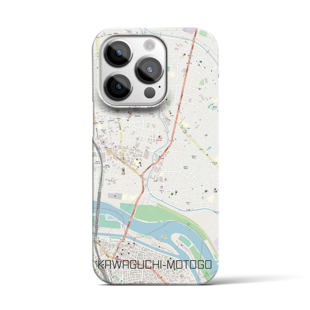 【川口元郷】地図柄iPhoneケース（バックカバータイプ・ナチュラル）iPhone 14 Pro 用
