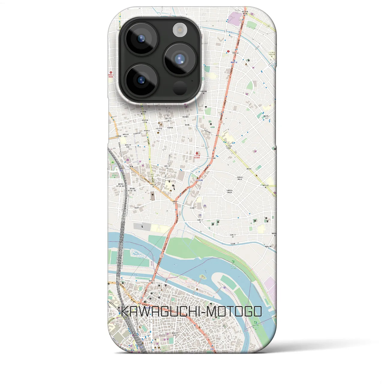 【川口元郷】地図柄iPhoneケース（バックカバータイプ・ナチュラル）iPhone 15 Pro Max 用