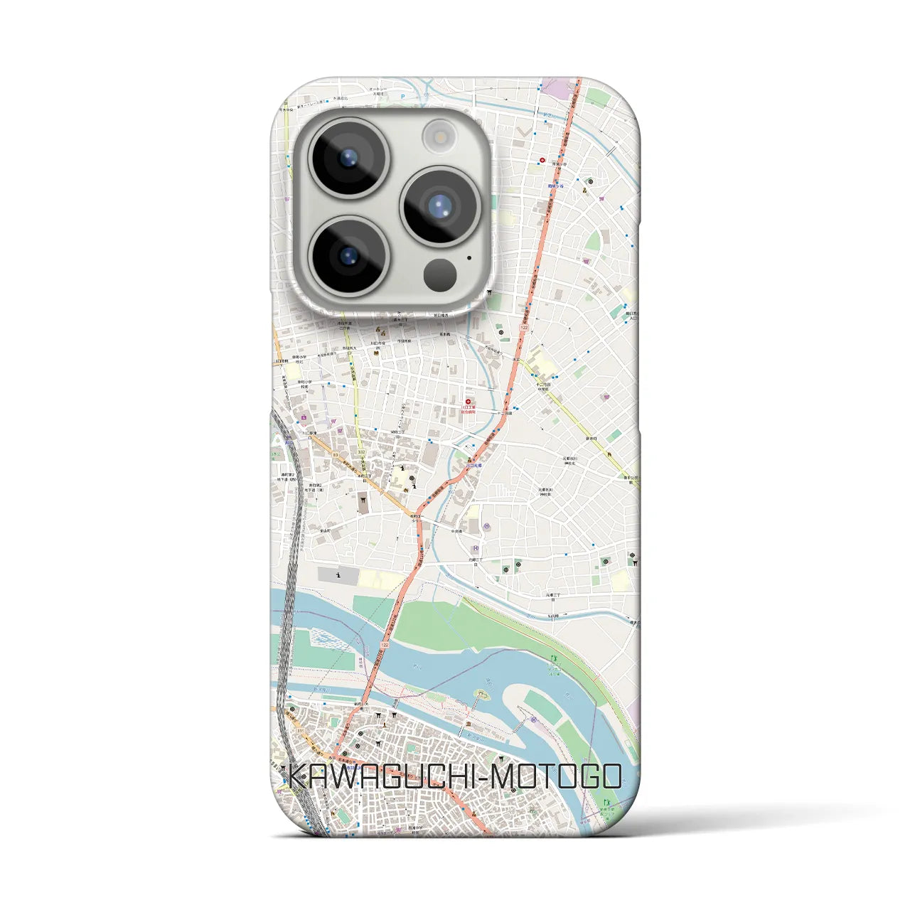 【川口元郷】地図柄iPhoneケース（バックカバータイプ・ナチュラル）iPhone 15 Pro 用