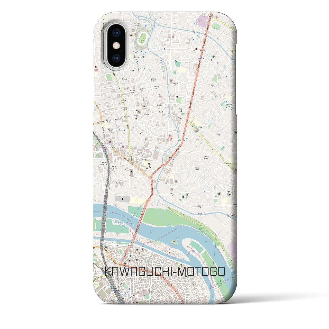 【川口元郷】地図柄iPhoneケース（バックカバータイプ・ナチュラル）iPhone XS Max 用