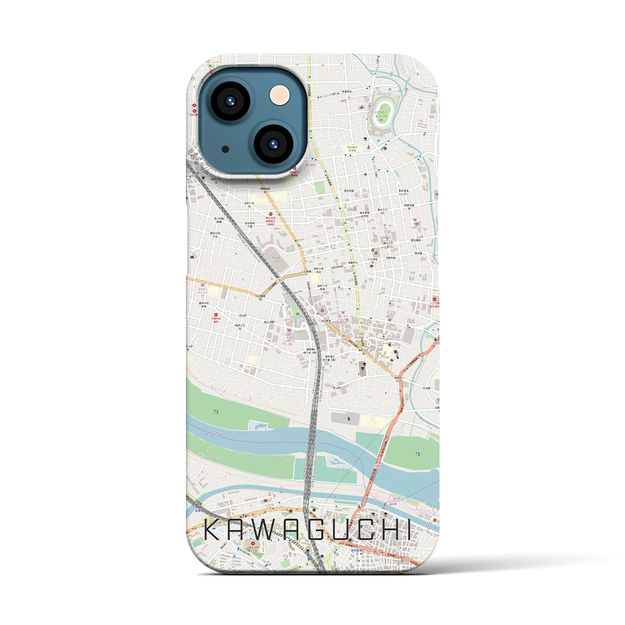 【川口】地図柄iPhoneケース（バックカバータイプ・ナチュラル）iPhone 13 用