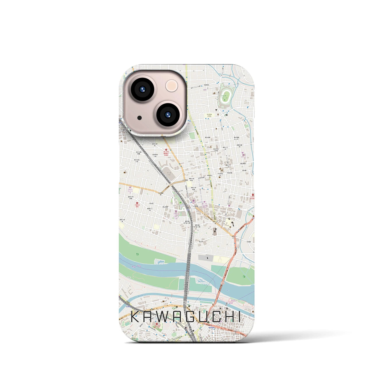 【川口】地図柄iPhoneケース（バックカバータイプ・ナチュラル）iPhone 13 mini 用