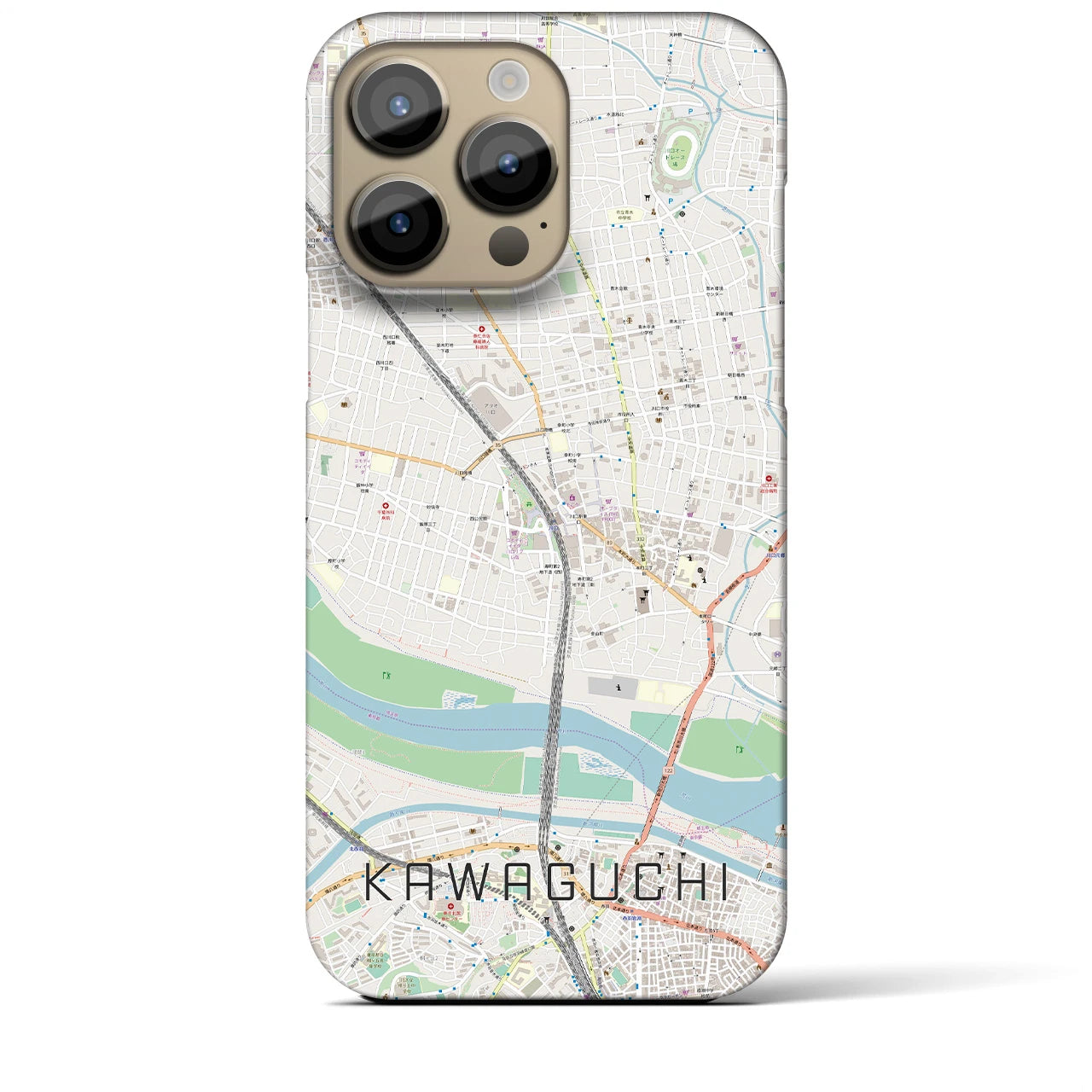 【川口】地図柄iPhoneケース（バックカバータイプ・ナチュラル）iPhone 14 Pro Max 用