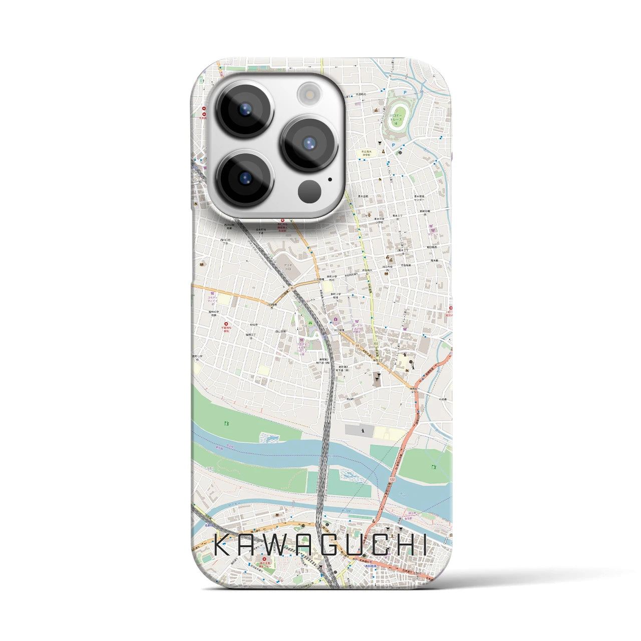 【川口】地図柄iPhoneケース（バックカバータイプ・ナチュラル）iPhone 14 Pro 用