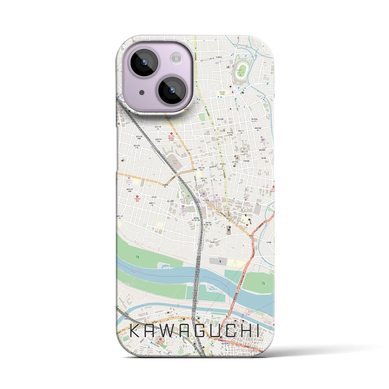 【川口】地図柄iPhoneケース（バックカバータイプ・ナチュラル）iPhone 14 用