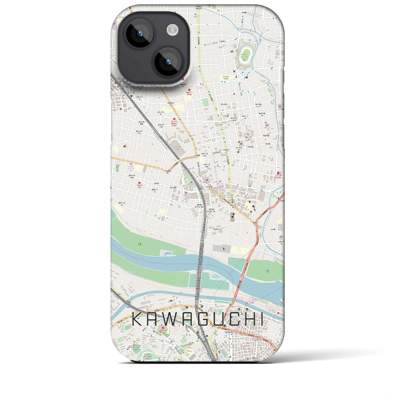 【川口】地図柄iPhoneケース（バックカバータイプ・ナチュラル）iPhone 14 Plus 用