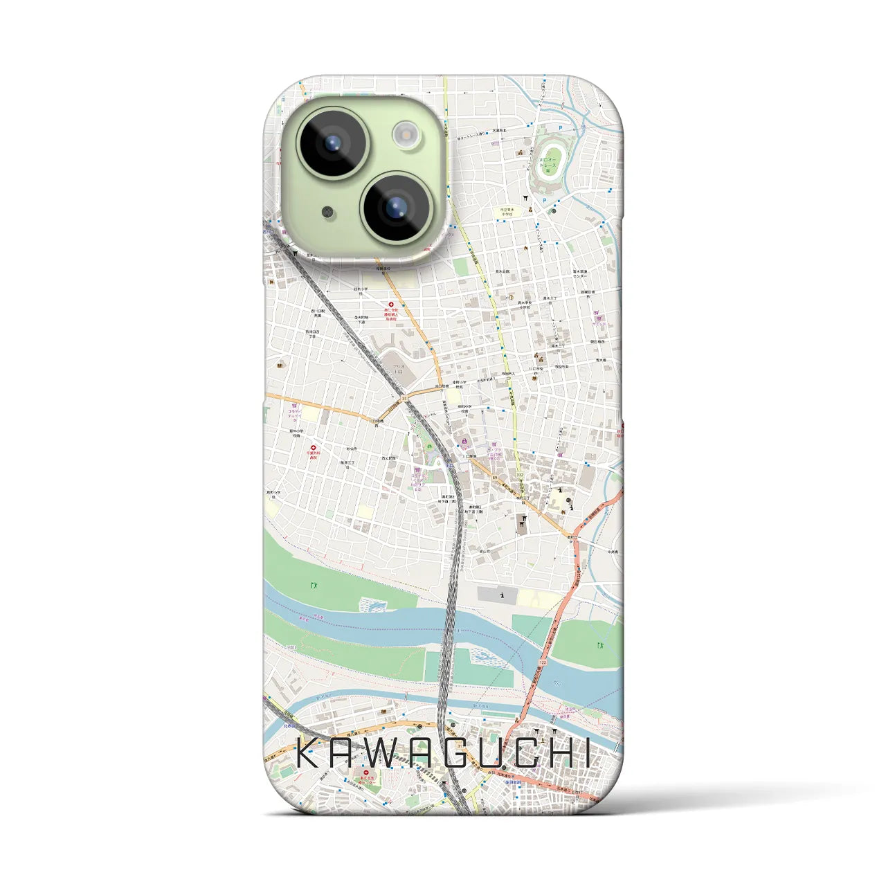 【川口】地図柄iPhoneケース（バックカバータイプ・ナチュラル）iPhone 15 用