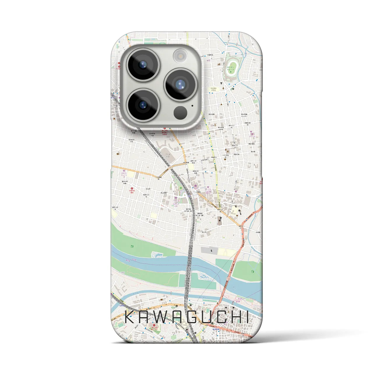 【川口】地図柄iPhoneケース（バックカバータイプ・ナチュラル）iPhone 15 Pro 用