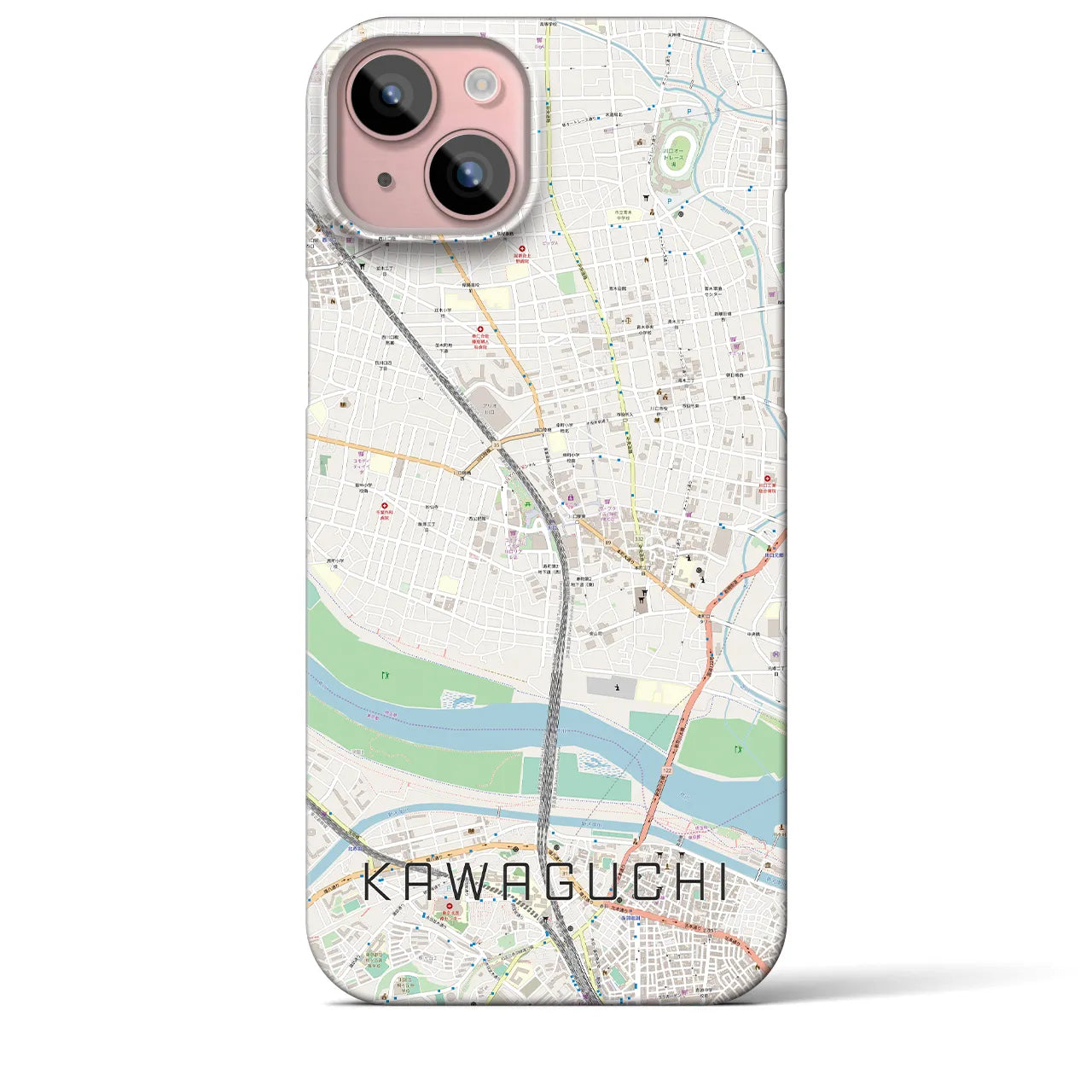 【川口】地図柄iPhoneケース（バックカバータイプ・ナチュラル）iPhone 15 Plus 用
