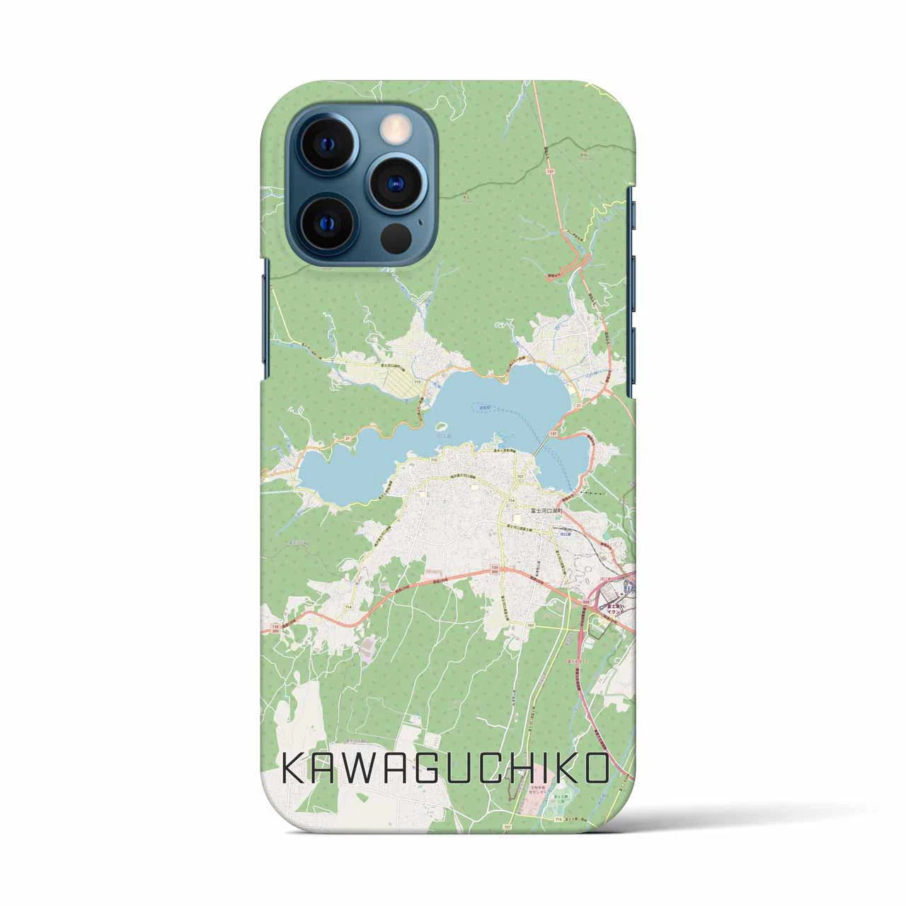 【河口湖】地図柄iPhoneケース（バックカバータイプ・ナチュラル）iPhone 12 / 12 Pro 用