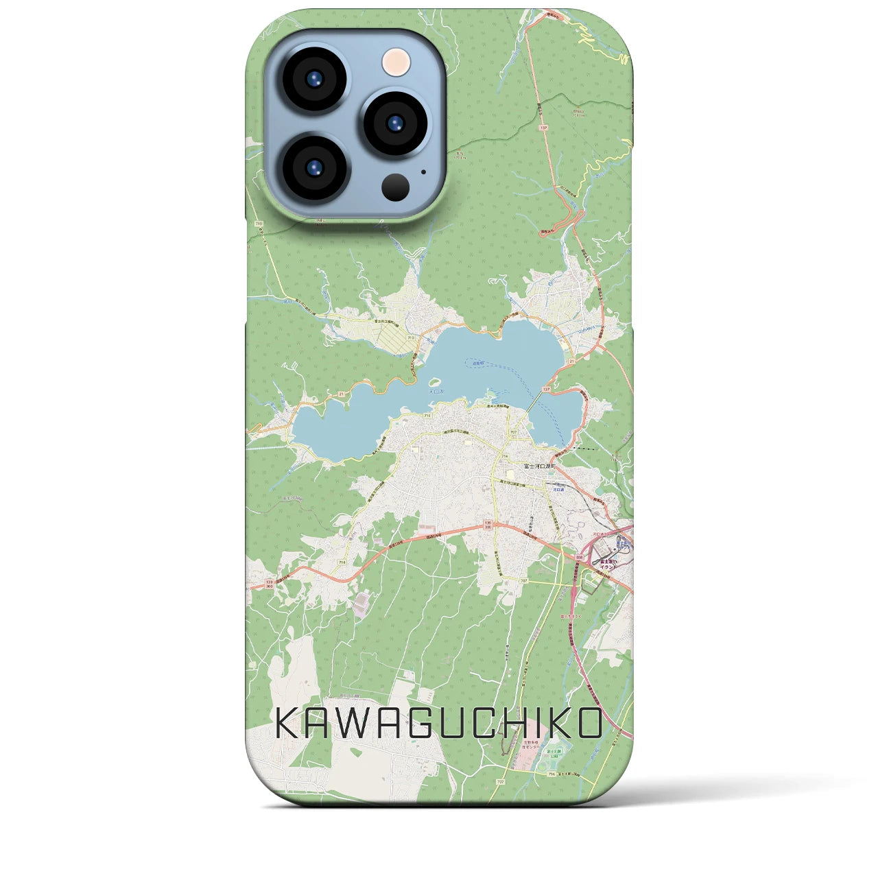 【河口湖】地図柄iPhoneケース（バックカバータイプ・ナチュラル）iPhone 13 Pro Max 用