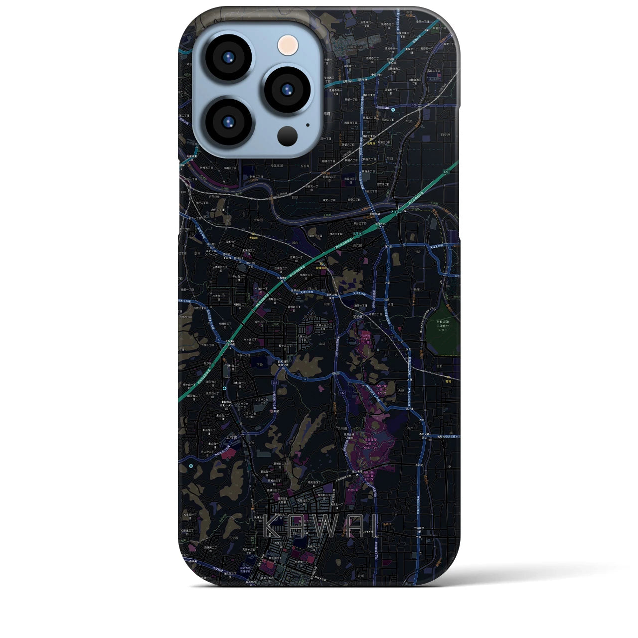 【河合】地図柄iPhoneケース（バックカバータイプ・ブラック）iPhone 13 Pro Max 用
