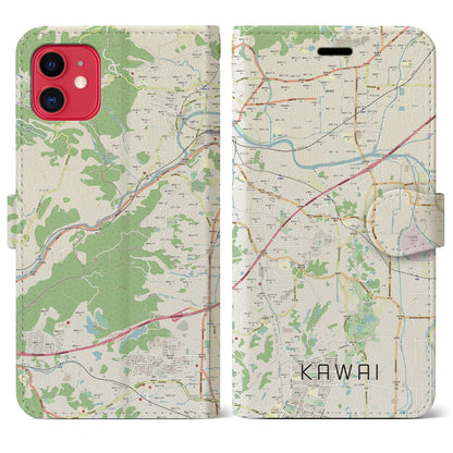 【河合（奈良県）】地図柄iPhoneケース（手帳タイプ）ナチュラル・iPhone 11 用