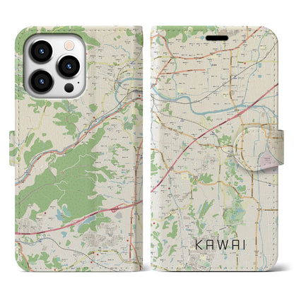 【河合（奈良県）】地図柄iPhoneケース（手帳タイプ）ナチュラル・iPhone 13 Pro 用