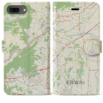 【河合（奈良県）】地図柄iPhoneケース（手帳タイプ）ナチュラル・iPhone 8Plus /7Plus / 6sPlus / 6Plus 用