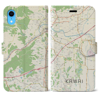 【河合（奈良県）】地図柄iPhoneケース（手帳タイプ）ナチュラル・iPhone XR 用
