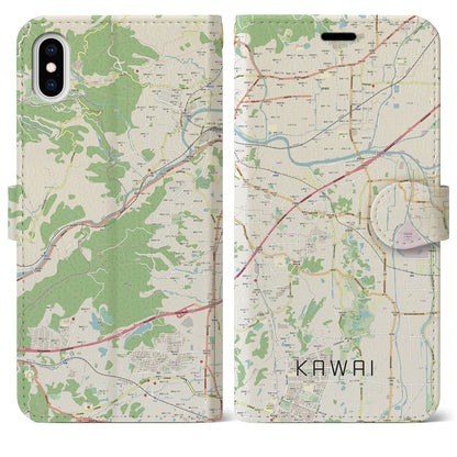 【河合（奈良県）】地図柄iPhoneケース（手帳タイプ）ナチュラル・iPhone XS Max 用