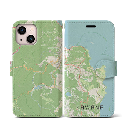 【川奈（静岡県）】地図柄iPhoneケース（手帳タイプ）ナチュラル・iPhone 13 mini 用