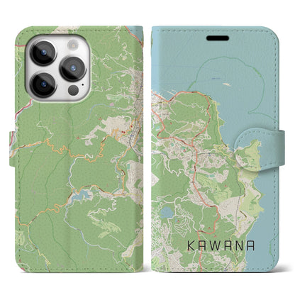 【川奈（静岡県）】地図柄iPhoneケース（手帳タイプ）ナチュラル・iPhone 14 Pro 用