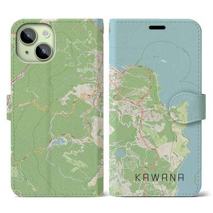 【川奈（静岡県）】地図柄iPhoneケース（手帳タイプ）ナチュラル・iPhone 15 用