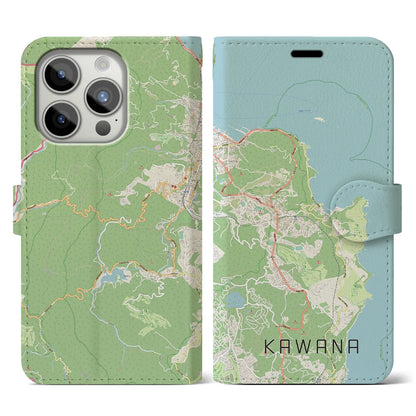 【川奈（静岡県）】地図柄iPhoneケース（手帳タイプ）ナチュラル・iPhone 15 Pro 用