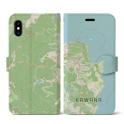 【川奈（静岡県）】地図柄iPhoneケース（手帳タイプ）ナチュラル・iPhone XS / X 用