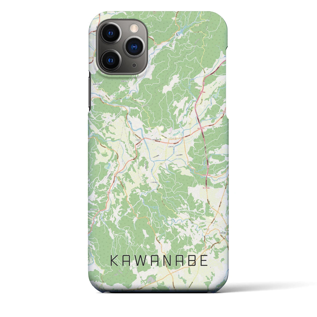 【川辺】地図柄iPhoneケース（バックカバータイプ・ナチュラル）iPhone 11 Pro Max 用
