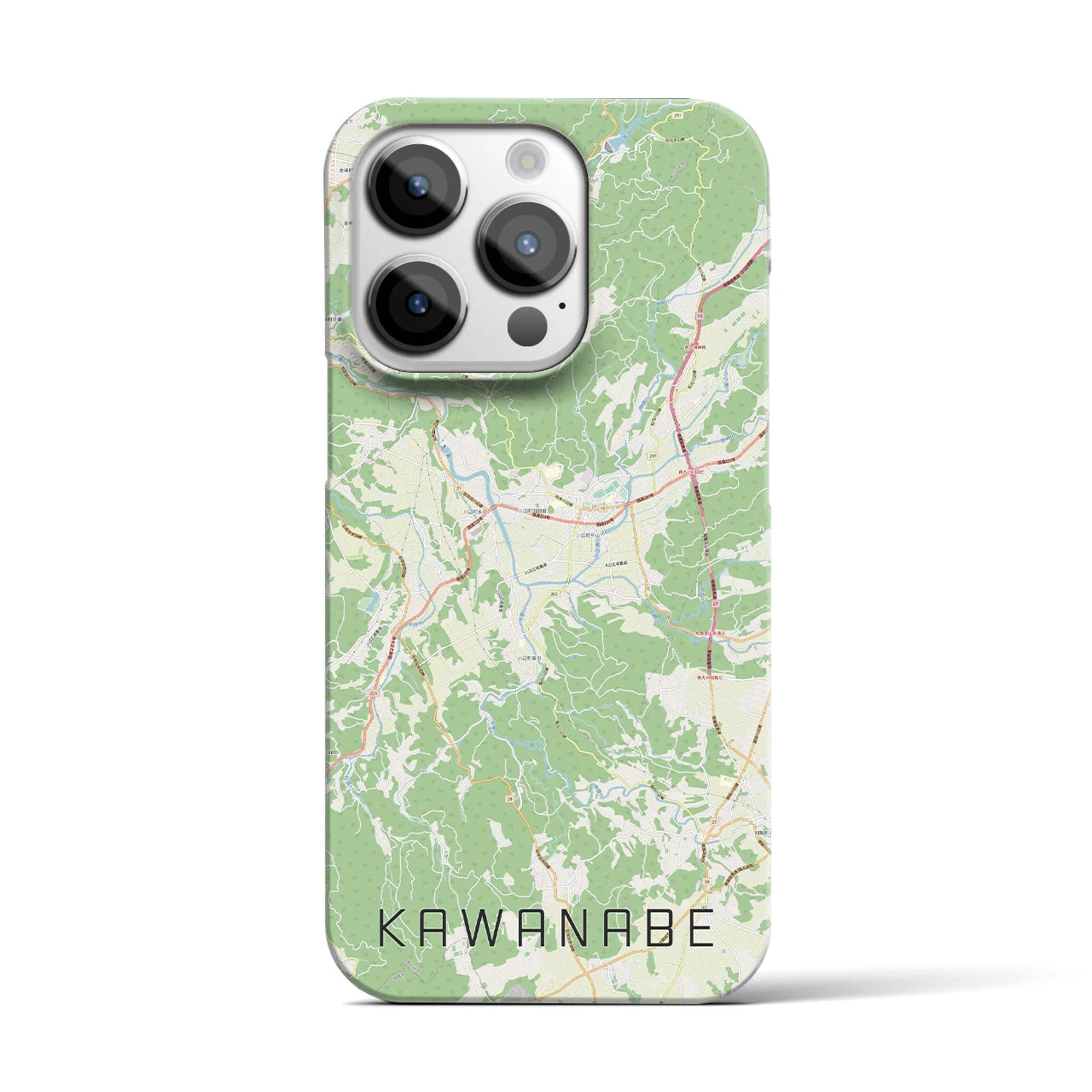 【川辺】地図柄iPhoneケース（バックカバータイプ・ナチュラル）iPhone 14 Pro 用
