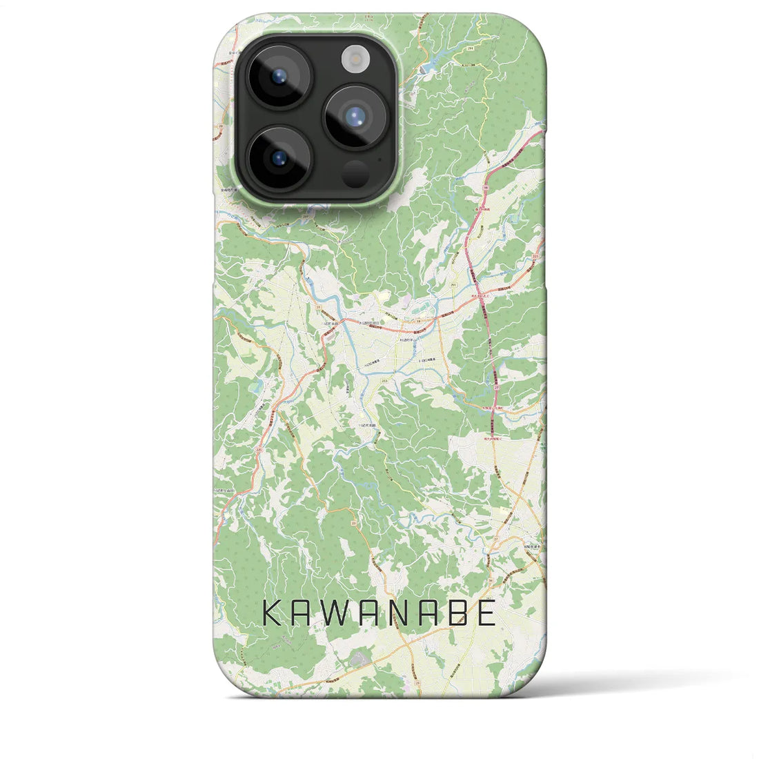 【川辺】地図柄iPhoneケース（バックカバータイプ・ナチュラル）iPhone 15 Pro Max 用
