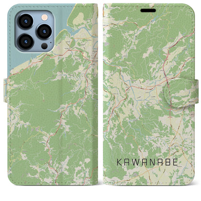 【川辺（鹿児島県）】地図柄iPhoneケース（手帳タイプ）ナチュラル・iPhone 13 Pro Max 用