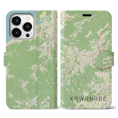 【川辺（鹿児島県）】地図柄iPhoneケース（手帳タイプ）ナチュラル・iPhone 13 Pro 用