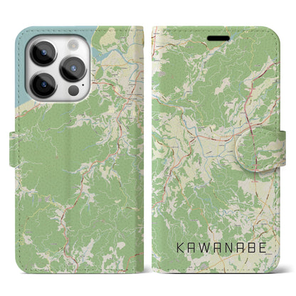 【川辺（鹿児島県）】地図柄iPhoneケース（手帳タイプ）ナチュラル・iPhone 14 Pro 用
