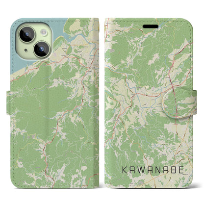 【川辺（鹿児島県）】地図柄iPhoneケース（手帳タイプ）ナチュラル・iPhone 15 用
